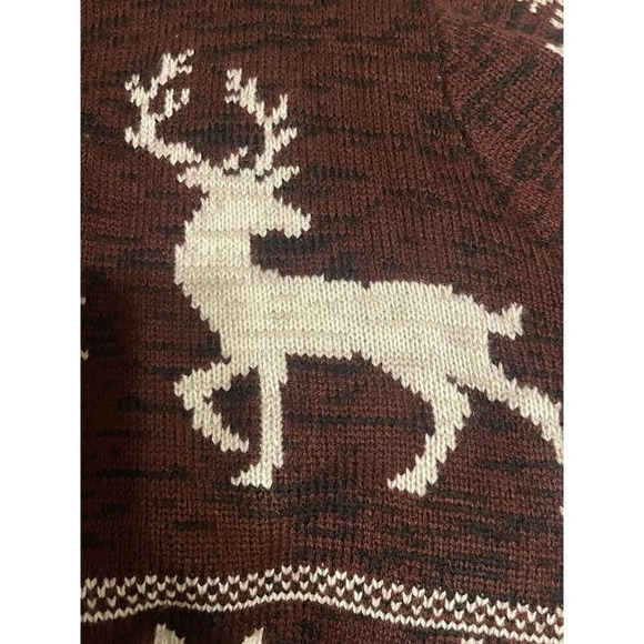 Amongst Others Reindeer Sweater Christmas Burgundy Tan Winter Men’s Medium - Picture 6 of 7